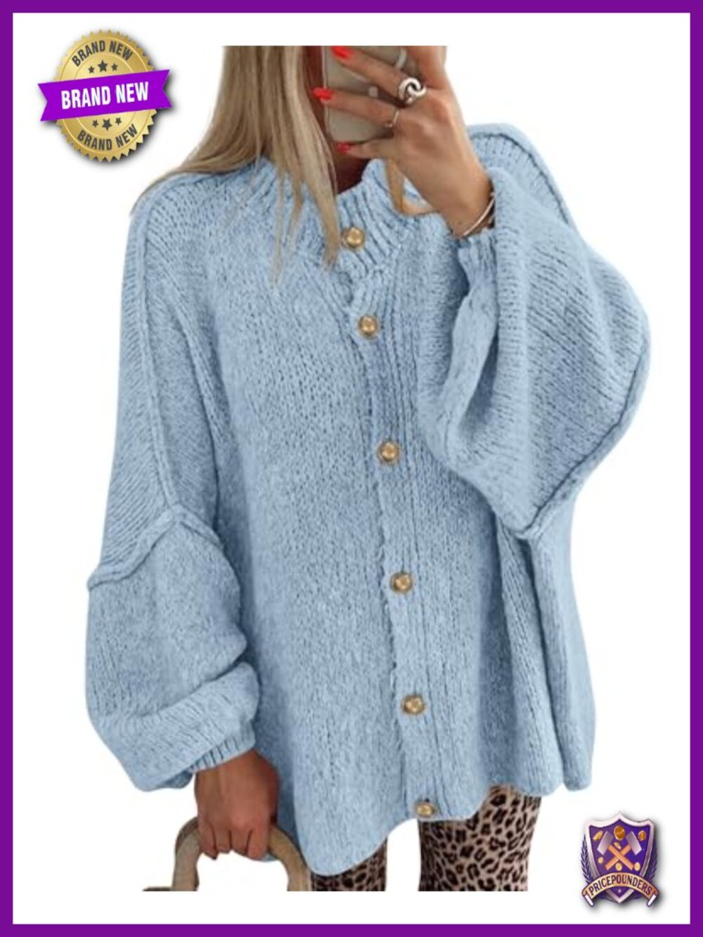 Oversized Button Down Cardigan Sweater Women Loose Knit Fall Layering
